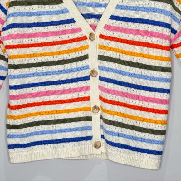 NWT Talbots Ribbed Cotton Knit Oversized Relaxed Cardigan Sweater Multi Stripe M - Picture 5 of 12